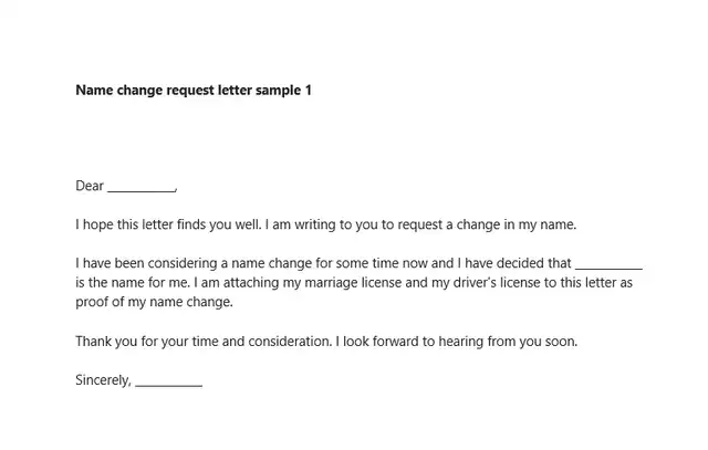 Name change request letter sample 1