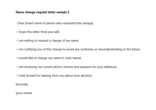 Name change request letter sample 2