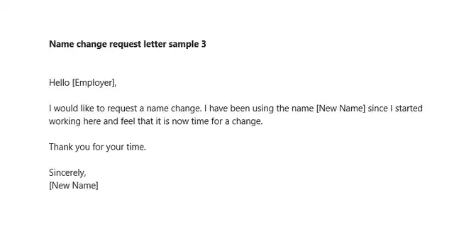 Name change request letter sample 3